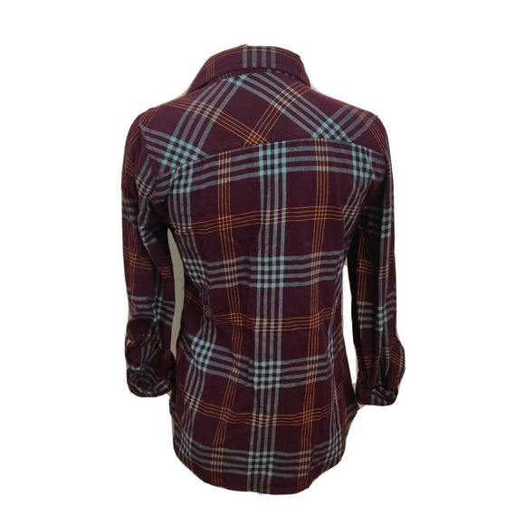 Lucky Brand Women's Button-up Shirt Maroon Plaid Long Sleeve Size S. - Picture 2 of 6